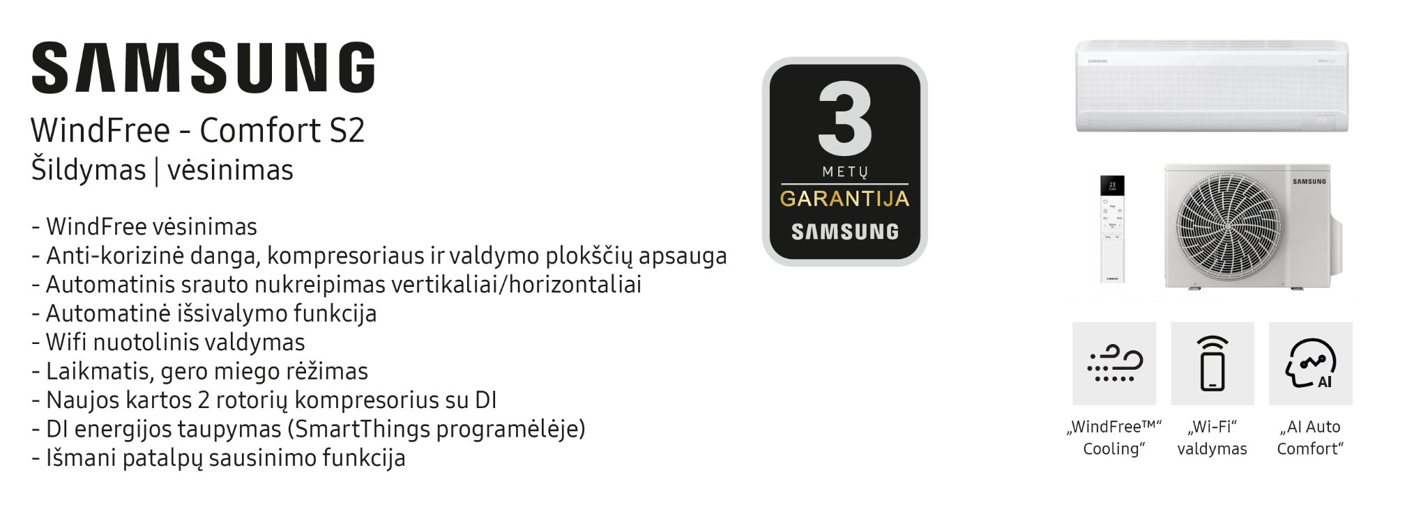 Kondicionierius SAMSUNG Comfort S2 Windfree